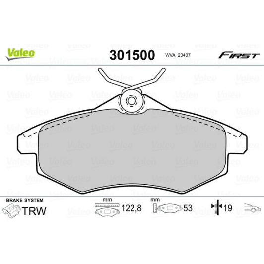 301500 Valeo Тормозные колодки