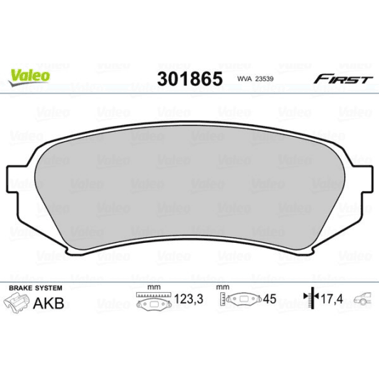 301865 Valeo Гальмівні колодки