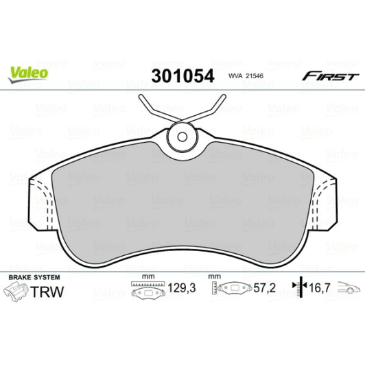 301054 Valeo Тормозные колодки