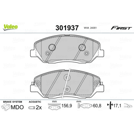 301937 Valeo Гальмівні колодки