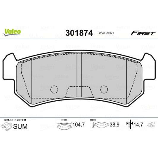 301874 Valeo Тормозные колодки