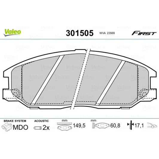 301505 Valeo Тормозные колодки