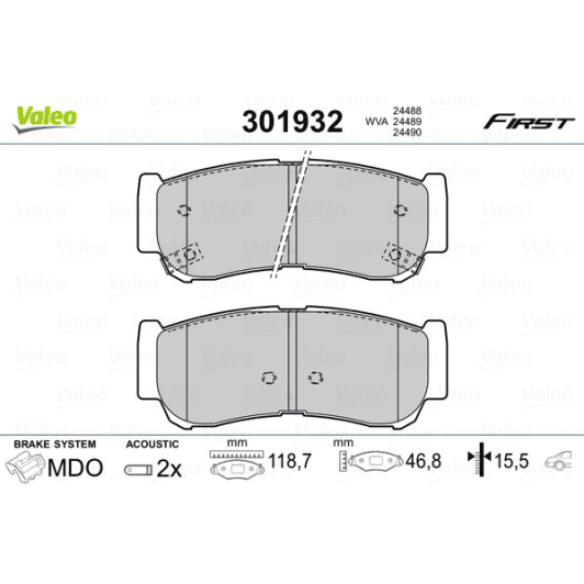 301932 Valeo Тормозные колодки