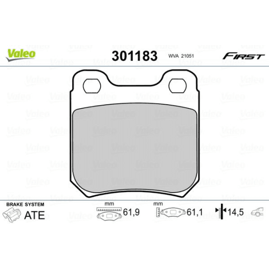 301183 Valeo Тормозные колодки