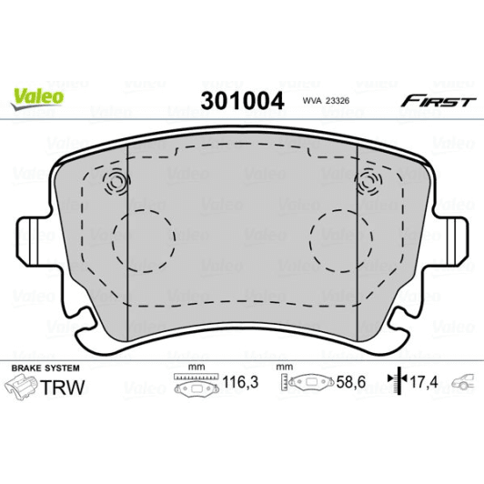 301004 Valeo Тормозные колодки