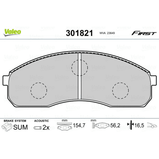 301821 Valeo Гальмівні колодки