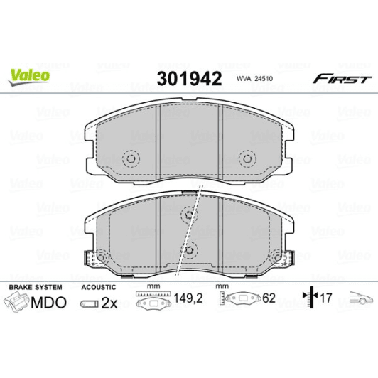 301942 Valeo Гальмівні колодки