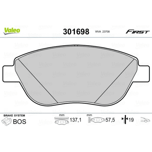 301698 Valeo Гальмівні колодки