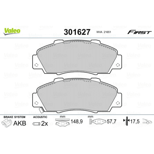 301627 Valeo Гальмівні колодки