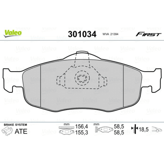 301034 Valeo Тормозные колодки