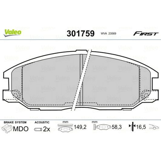 301759 Valeo Тормозные колодки