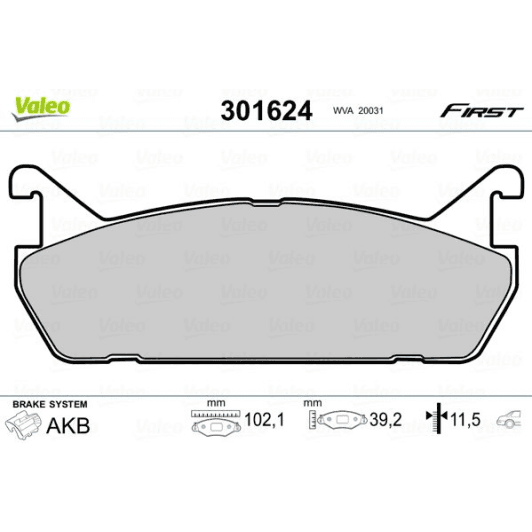 301624 Valeo Гальмівні колодки