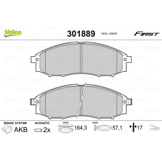 301889 Valeo Гальмівні колодки
