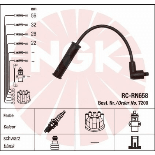 RCRN658 NGK Комплект проводов зажигания
