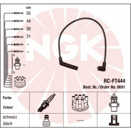 RCFT444 NGK Комплект проводов зажигания