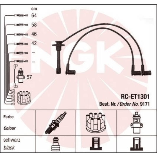 RCET1301 NGK Дріт запалювання