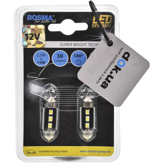 Автолампа Bosma T10X31 SV8,5 2,5 W белая 3765