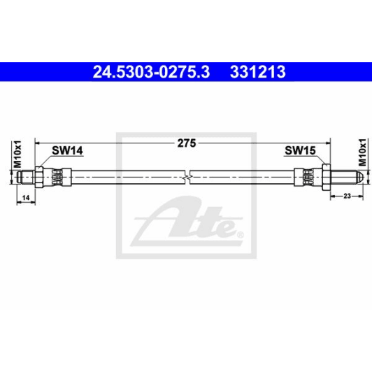 24.5303-0275.3 ATE Тормозной шланг для SAAB 900