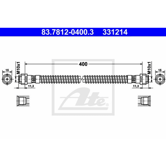 83.7812-0400.3 ATE Тормозной шланг
