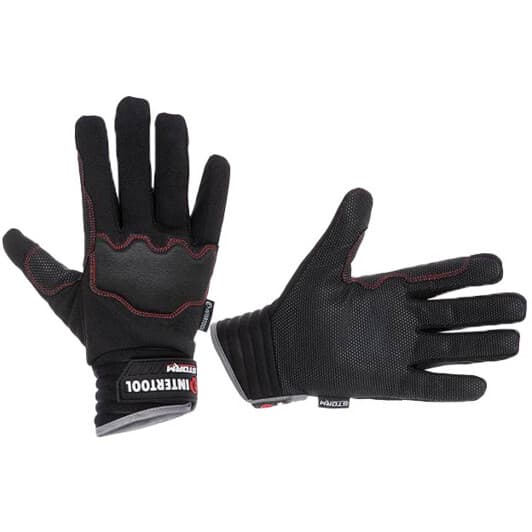 Перчатки рабочие Intertool синтетические с пеноматериалом черные