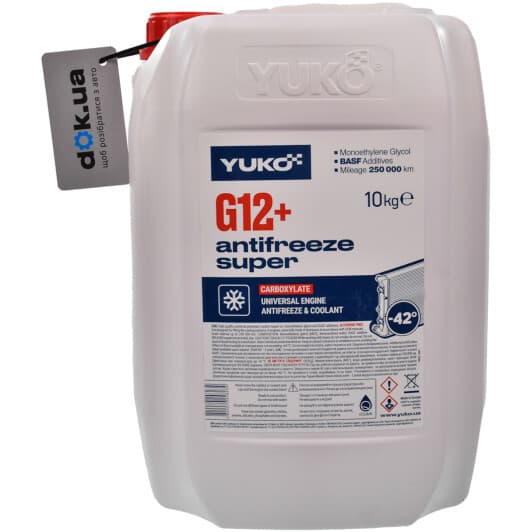 Yuko Super G12+ красный -42 °C, 10 л готовый антифриз