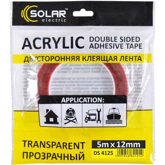 Двухсторонний скотч Solar DS4125 на акриловой основе 12 мм x 5 м