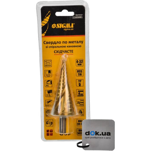 Сверло Sigma ступенчатое по металлу и дереву 1183081 4-32 мм