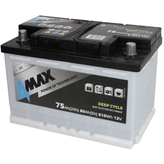 Тяговий акумулятор 4Max Deep Cycle BAT75/510R/DC/4MAX 75 Аг 12 В