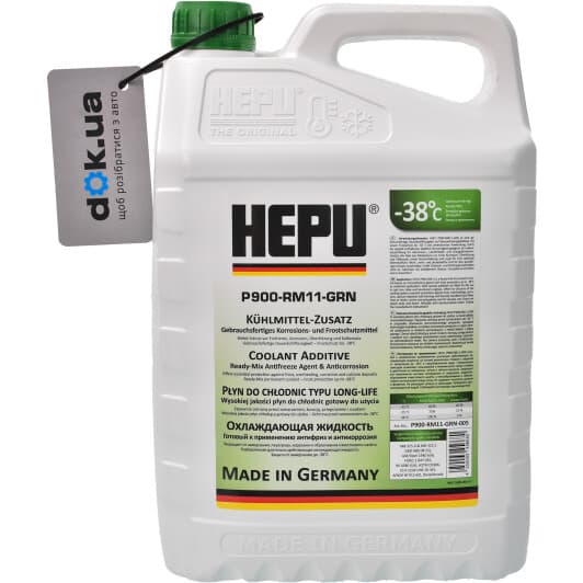 Hepu P900-RM11 G11 зелений -38 °C, 5 л готовий антифриз