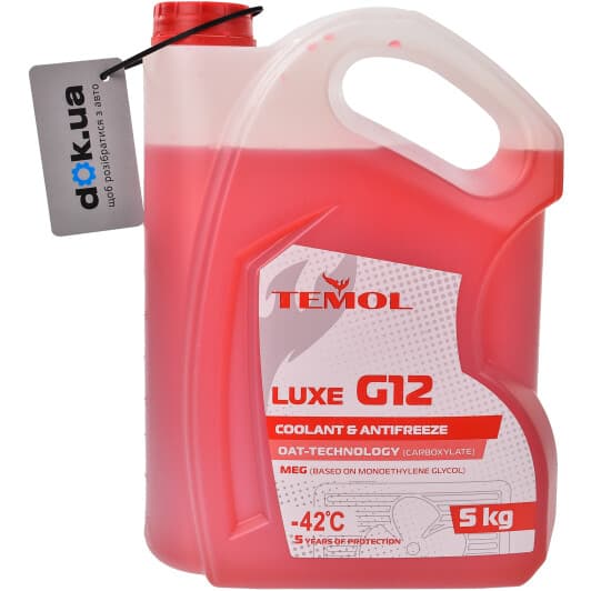 TEMOL Luxe G12 червоний -42 °C, 5 л (T-LG12R-5L) готовий антифриз