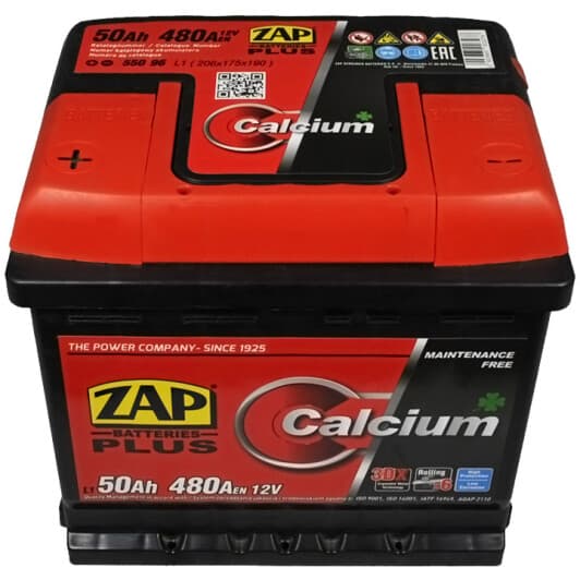Аккумулятор ZAP 6 CT-50-L Plus 55096Z