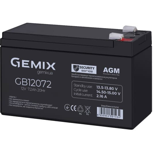 Акумулятор для ДБЖ Gemix GB GB12072 10630076 7.2 Аг 12 В