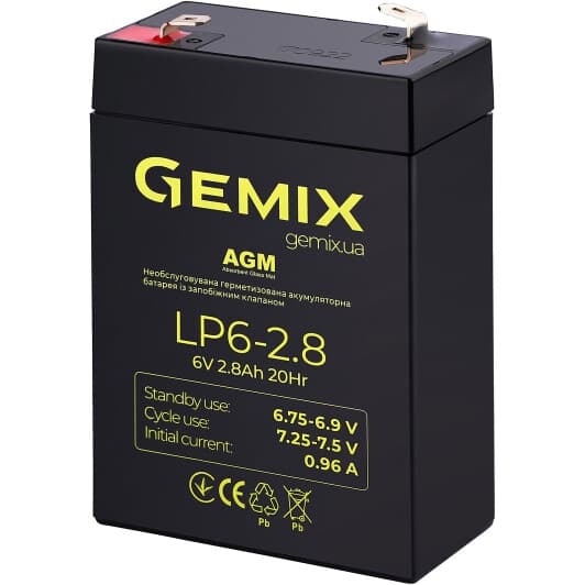 Аккумулятор для ИБП Gemix LP6-2.8 10700220 2.8 Ач 6 В