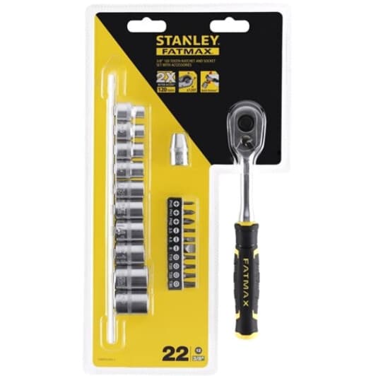 Набір торцевих головок та компонентів Stanley FMMT82680-0 3/8" (22 пр.)