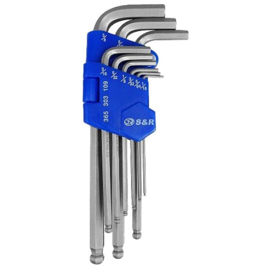 Набір ключів шестигранних S&R 365303109 1/16"-3/8" з кулеподібним наконечником 9 шт