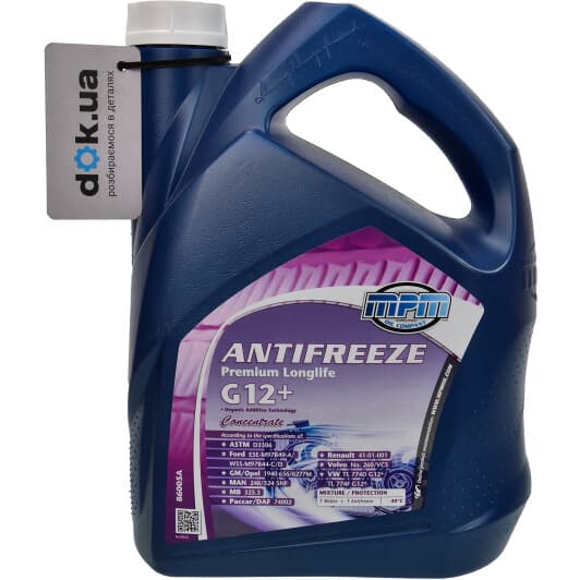MPM Premium Long Life G12+ красный 5 л (86005A) концентрат антифриза