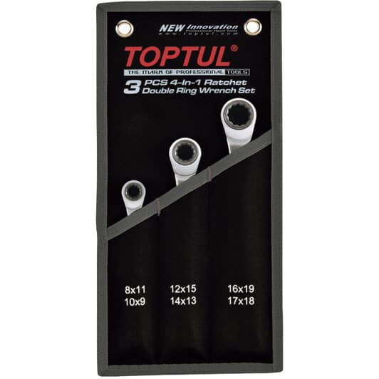 Набір ключів тріскачок накидних Toptul Pro-Series GPAQ0301 8-19 мм 3 шт