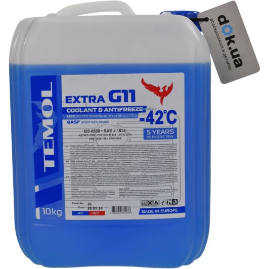 TEMOL Extra G11 синій -42 °C, 10 л готовий антифриз