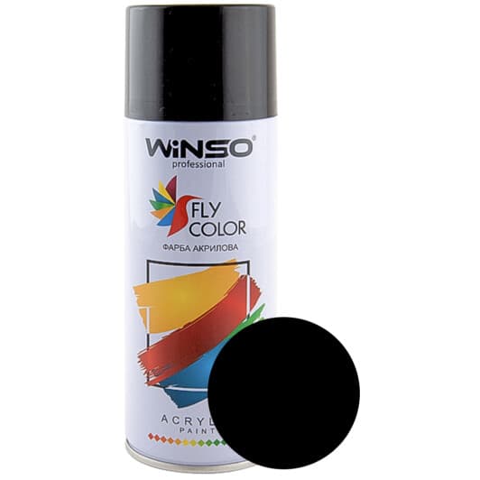 Аэрозольная краска Winso Fly Color черный RAL 9005 глянцевая 450 мл