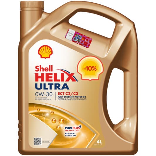 Shell Helix Ultra ECT С2/С3 0W-30 (4 л) моторное масло