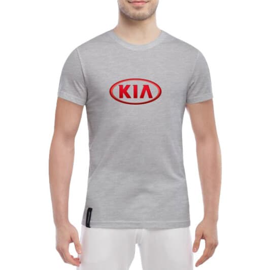 Футболка мужская Globuspioner классическая Kia Logo Red серый спереди