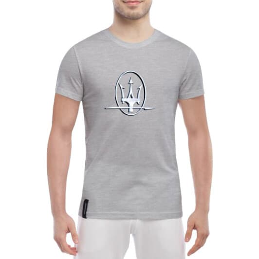 Футболка чоловіча Globuspioner класична Maserati Logo Silver сіра принт спереду