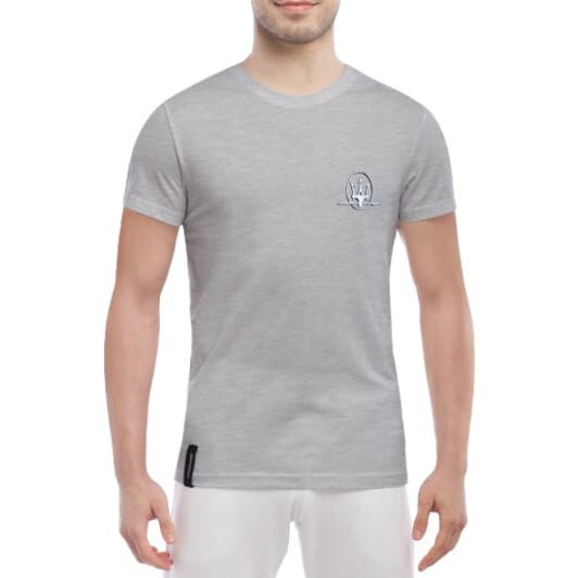 Футболка чоловіча Globuspioner класична Maserati Mini Logo Silver сіра принт спереду