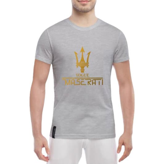 Футболка чоловіча Globuspioner класична Maserati Vogue сіра принт спереду