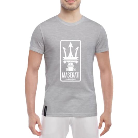 Футболка чоловіча Globuspioner класична Maserati Classiche сіра принт спереду