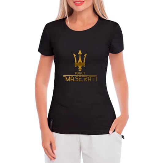 Футболка женская Globuspioner классическая Maserati Vogue черный спереди