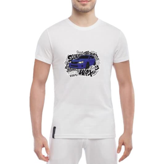 Футболка чоловіча Globuspioner класична Subaru Impreza WRX Graffiti біла принт спереду