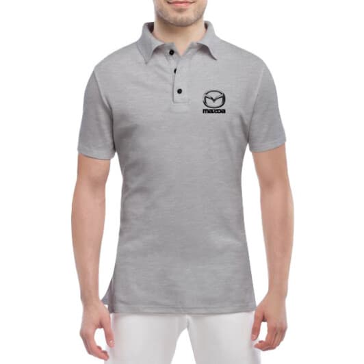 Футболка чоловіча Globuspioner поло Mazda Big Logo Classic сіра принт спереду