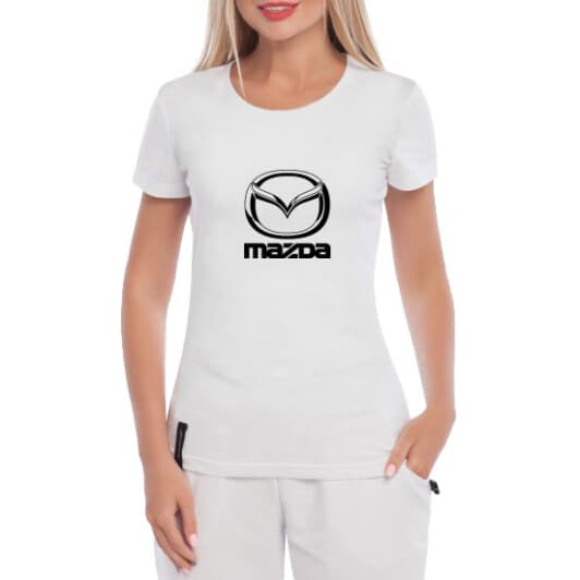 Футболка жіноча Globuspioner класична Mazda Big Logo Classic біла принт спереду