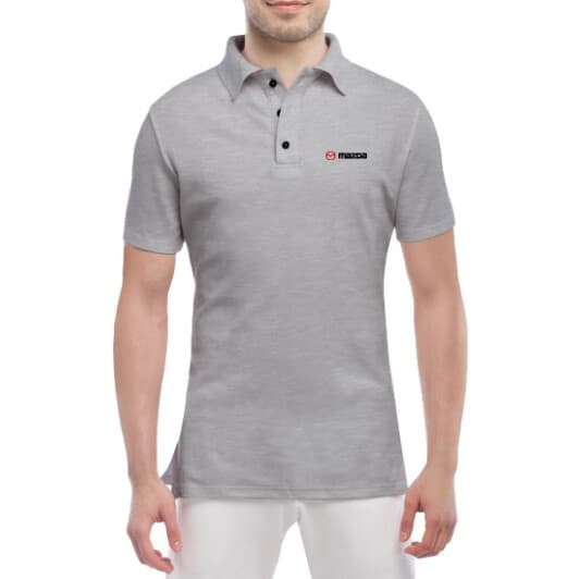 Футболка чоловіча Globuspioner поло Mazda Big Logo Wide сіра принт спереду